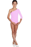 BODY DANZA LYCRA MONOSPALLA MANICA TRE QUARTI ROSA BAMBINA